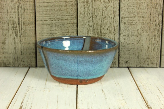Turquoise Stoneware Bowl with Stripe