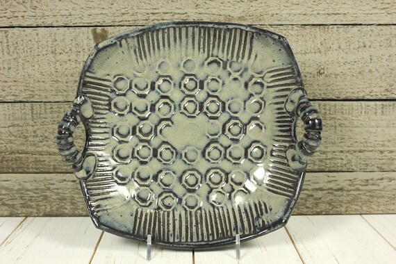 Gray Square Stoneware Platter