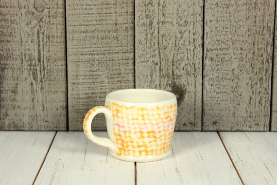 Yellow-Orange Hand Painted Porcelain Espresso Cup