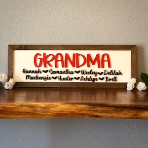Grandma name sign, Wood grandma sign, Mother’s Day sign, Gift for mom, Personalized grandma sign