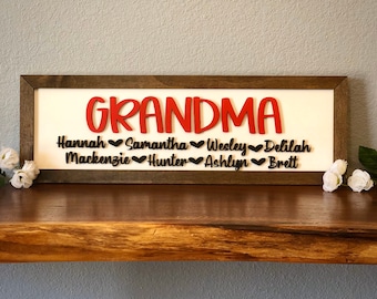 Signo de nombre de la abuela, Signo de la abuela de madera, Signo del Día de la Madre, Regalo para mamá, Signo personalizado de la abuela