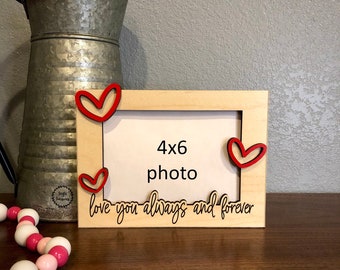 Valentine photo frame, Love always photo frame, Valentine's gift for her, gift for him, wedding gift, love frame