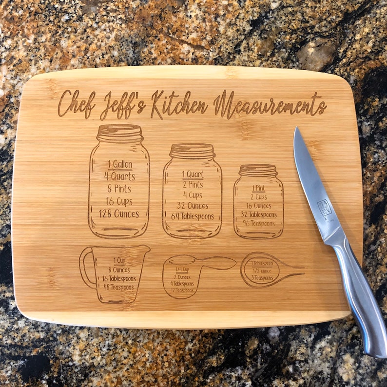 Kitchen Measurements Bamboo Cutting Board Measurement Etsy