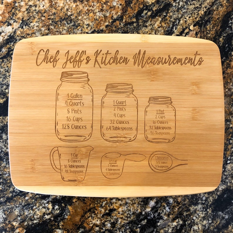 Kitchen Measurements Bamboo Cutting Board Measurement Etsy