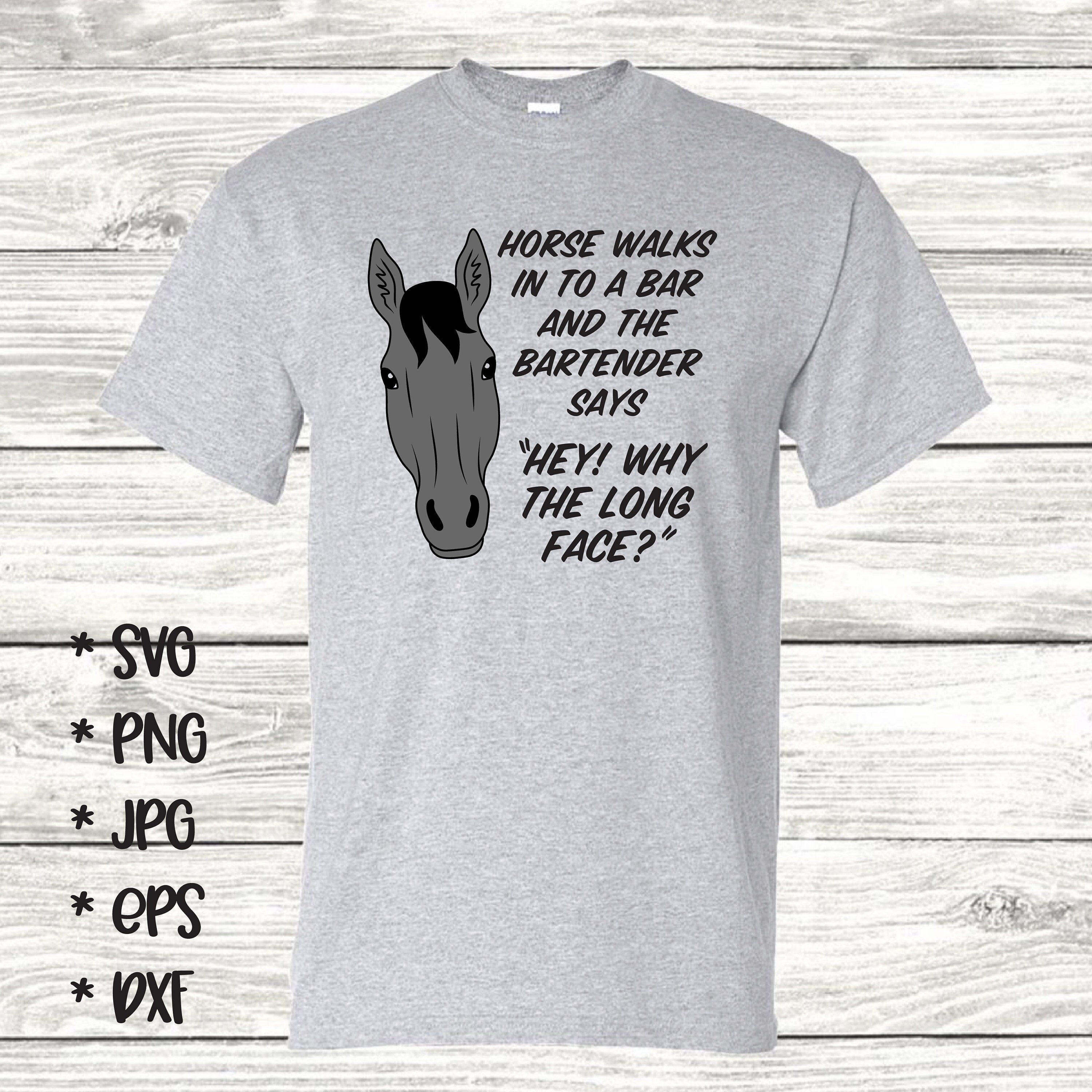 Paard loopt een bar binnen: barman zegt: 'Hé! Waarom dat lange gezicht?'  Paard SVG, liefde voor paarden, grap paardenhoofd, liefde om te rijden,  SVG, png PNGEgg - Etsy België, image size:3000x3000