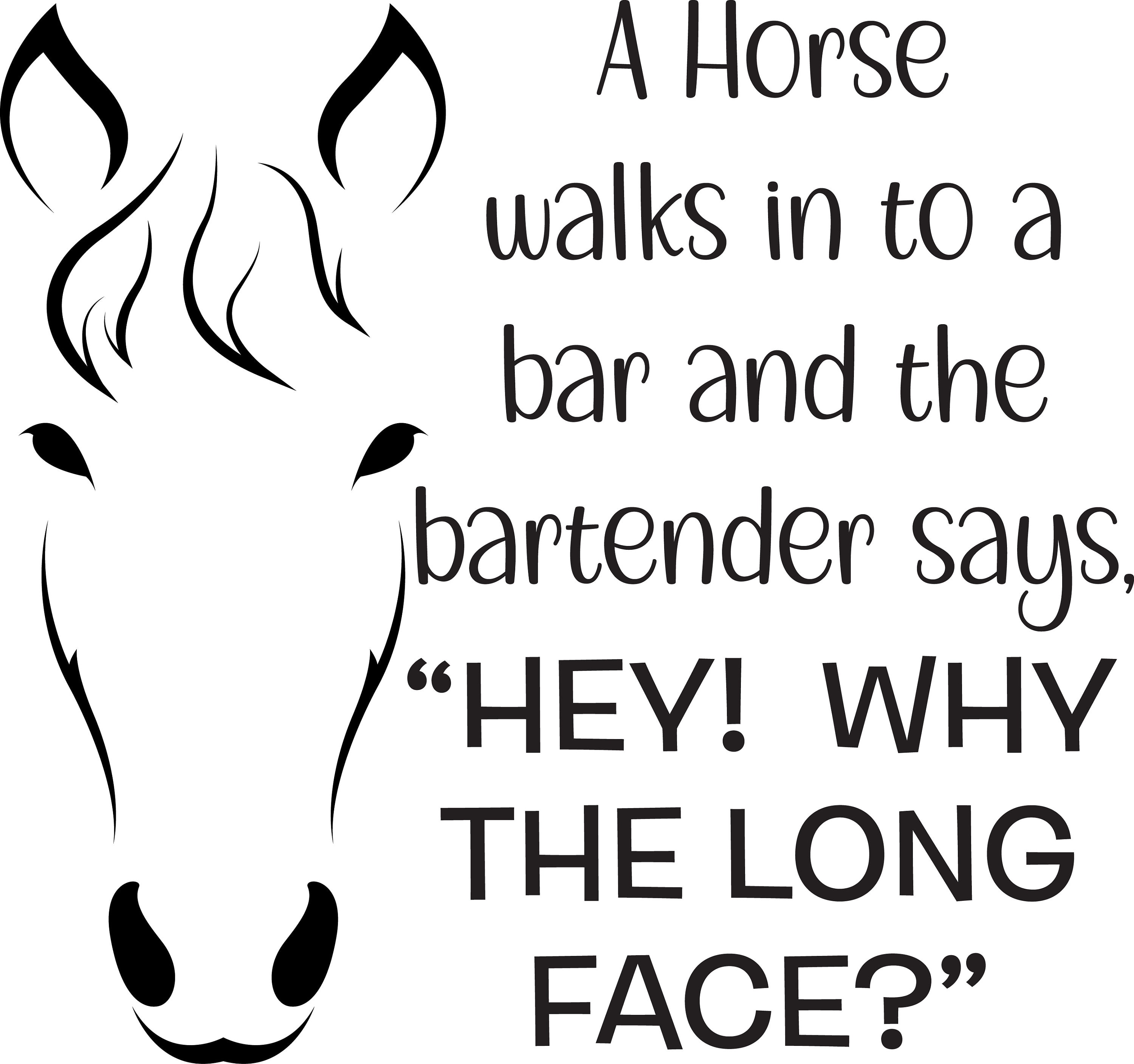 Paard loopt een bar binnen, barman zegt: \, image size:3000x2816
