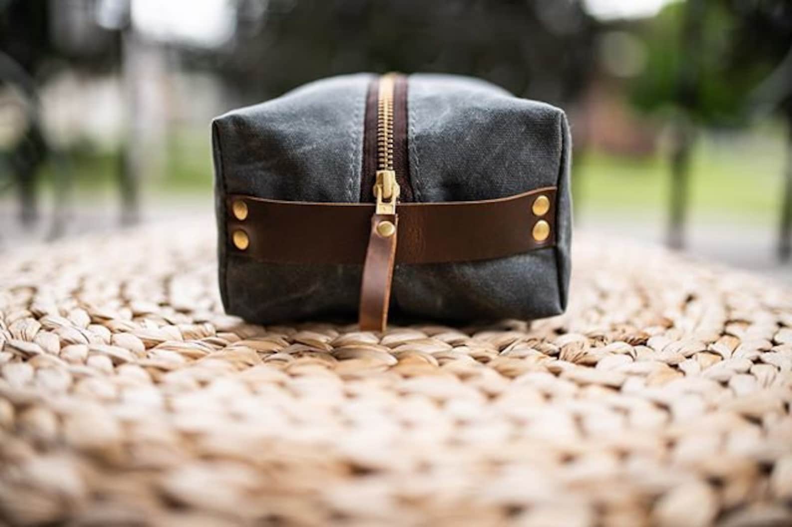 Personalized leather dopp kit custom mens toiletry bag Etsy