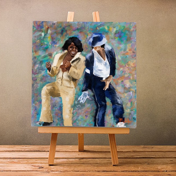 Peinture d'art mural de Michael Jackson et James Brown Impression d'art sur toile Bois Aluminium et Poster