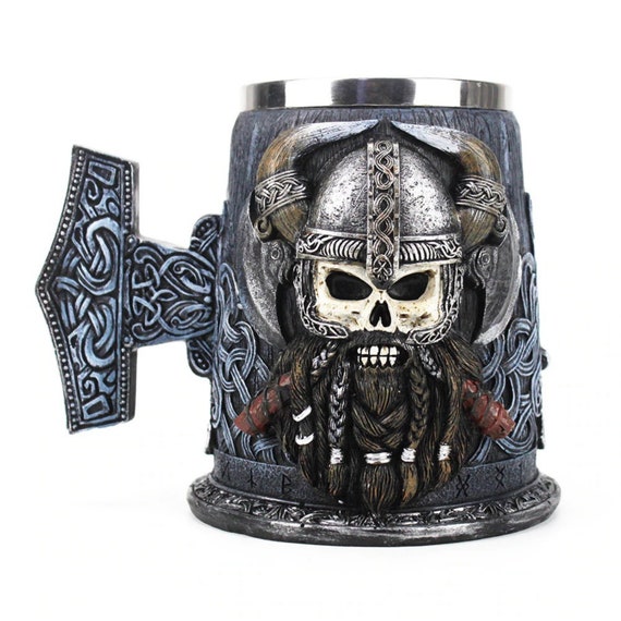 Viking Mug With Stainless Steel Insert Resin Skull Viking | Etsy