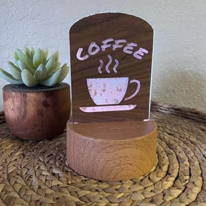 Acrylic and Wood Veneer Coffee Night Light
