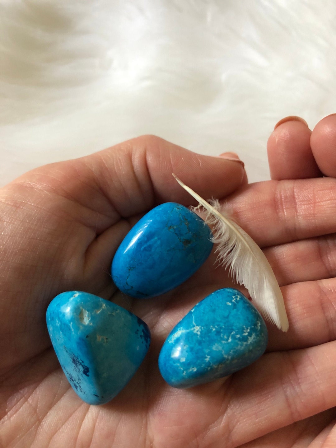 Blue Howlite Stones Set of Three Small Crystal Rocks, Gems, Energy ...