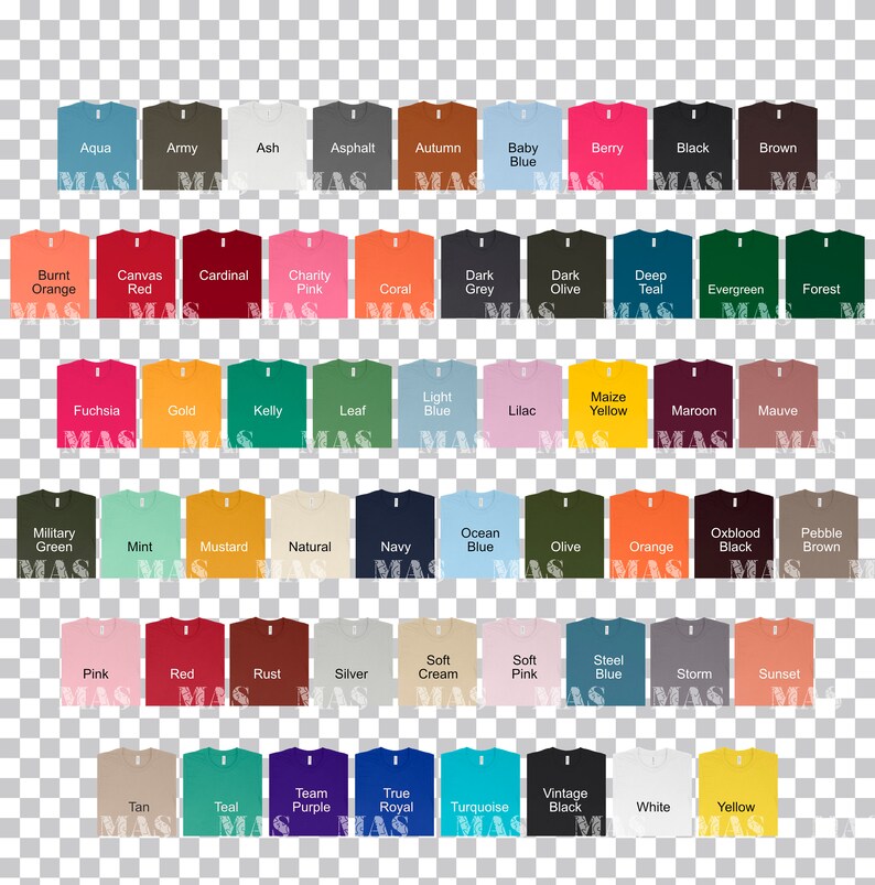 Download Bella Canvas 3001 Solid Color Chart. ALL 55 Solid Colors. | Etsy