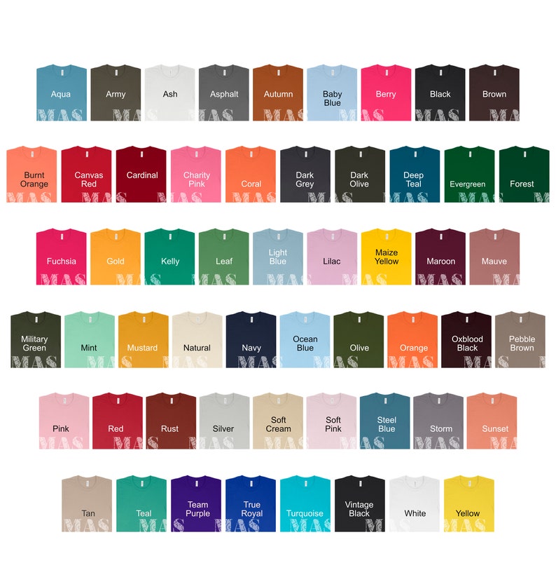 Download Bella Canvas 3001 Solid Color Chart. ALL 55 Solid Colors. | Etsy