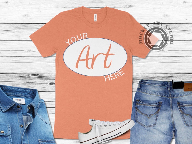 Download Unisex T Shirt Mockup Design Mockup Tee Shirt Designs Display Heather Sunset Bella Canvas 3001 Cvc Mockup Art Collectibles Color