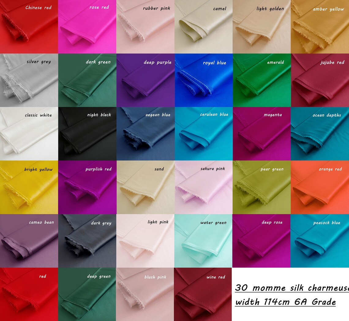 30 Momme 6A Grade Silk Fabric 100 Mulberry Natural Silk Etsy