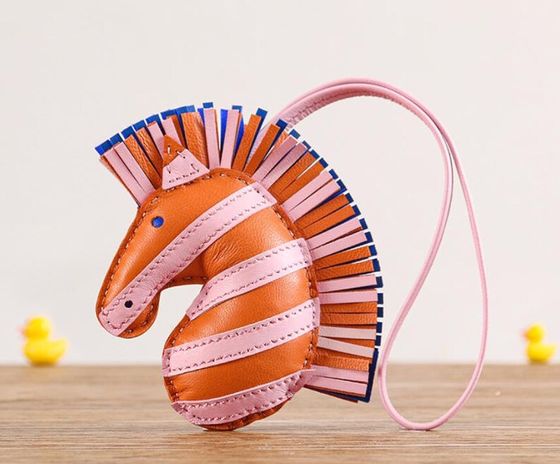 Handmade Sheepskin Leather Bag Charm Zebra Striped Genuine Etsy