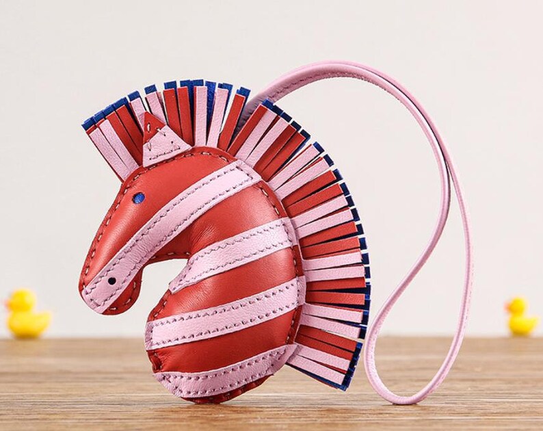 Handmade Sheepskin Leather Bag Charm Zebra Striped Genuine Etsy