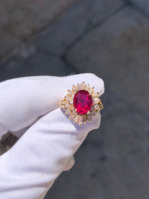 Vintage Ruby Diamond Cocktail Ring