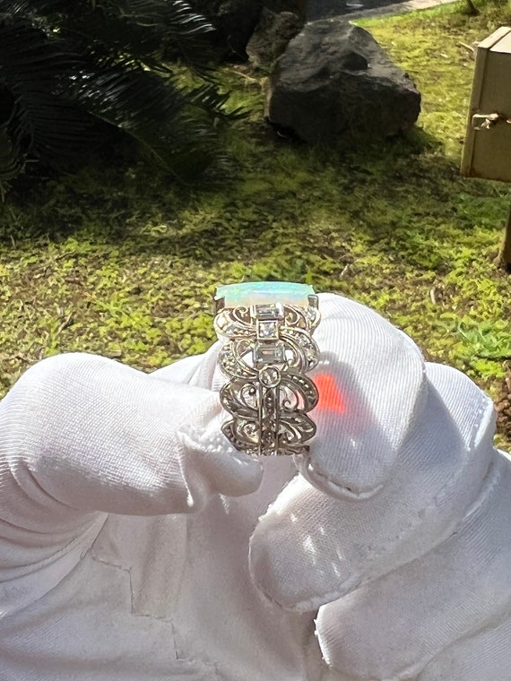 Retro Modern Opal Diamond Ring 18k - image 2