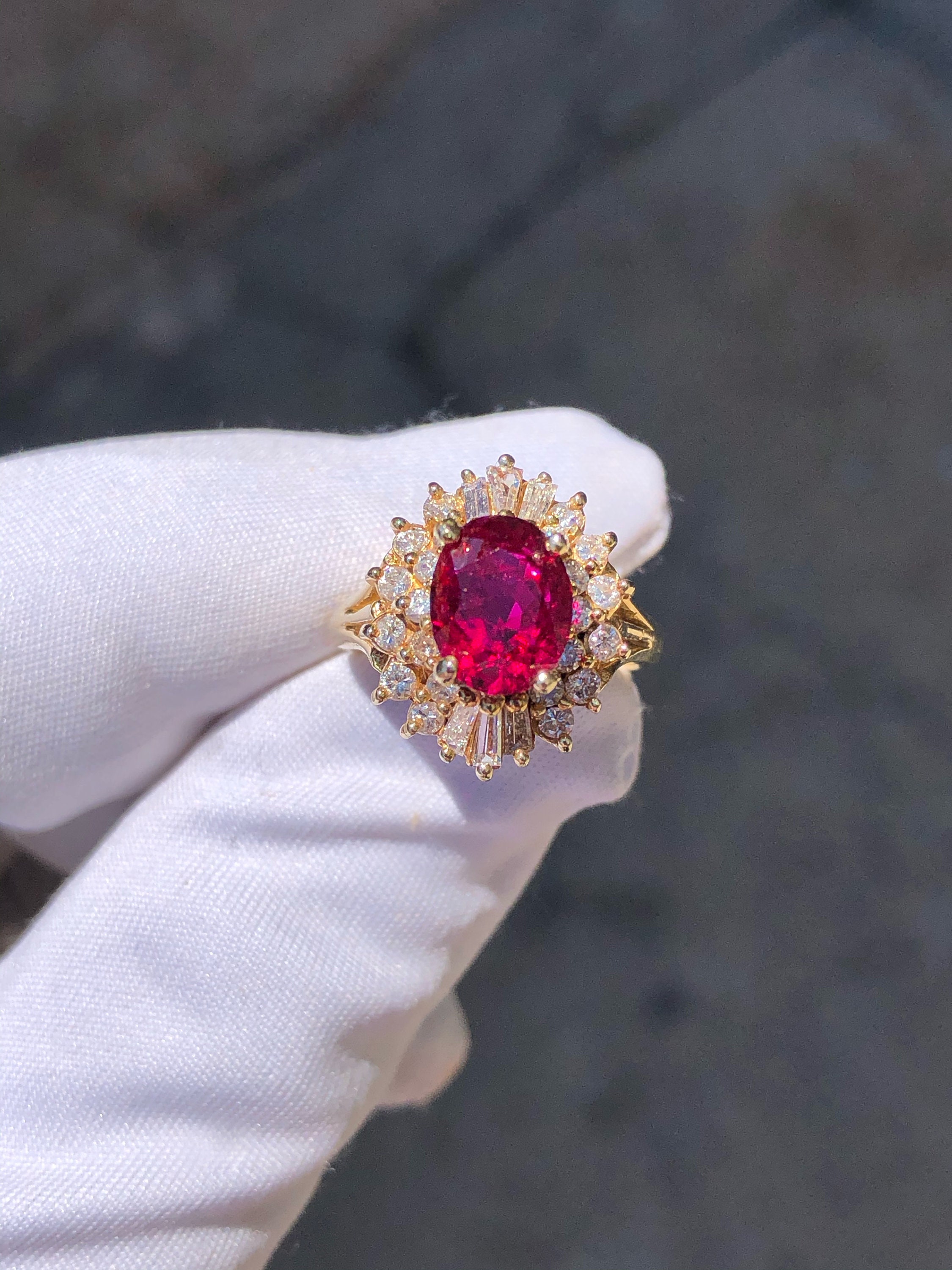 Vintage Ruby Diamond Cocktail Ring - Etsy UK