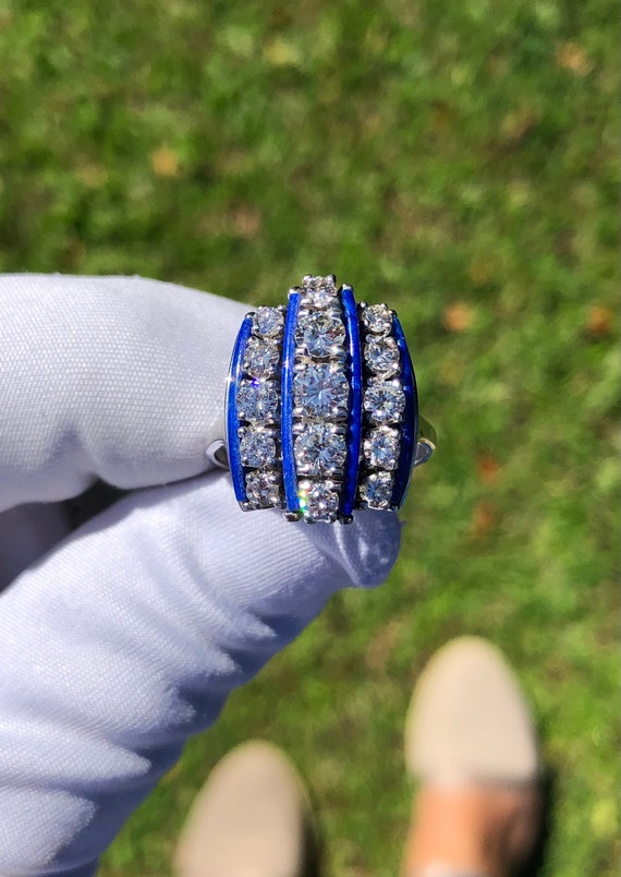 Art Deco 18k Lapis Lazuli Diamond Ring