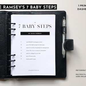 7 BABY STEPS - Tableros, 2021, Divisor de planificador, Inserciones de planificador mínimo, Seccionamiento, Bolsillo, Personal, Media carta, Mini Hp, A6