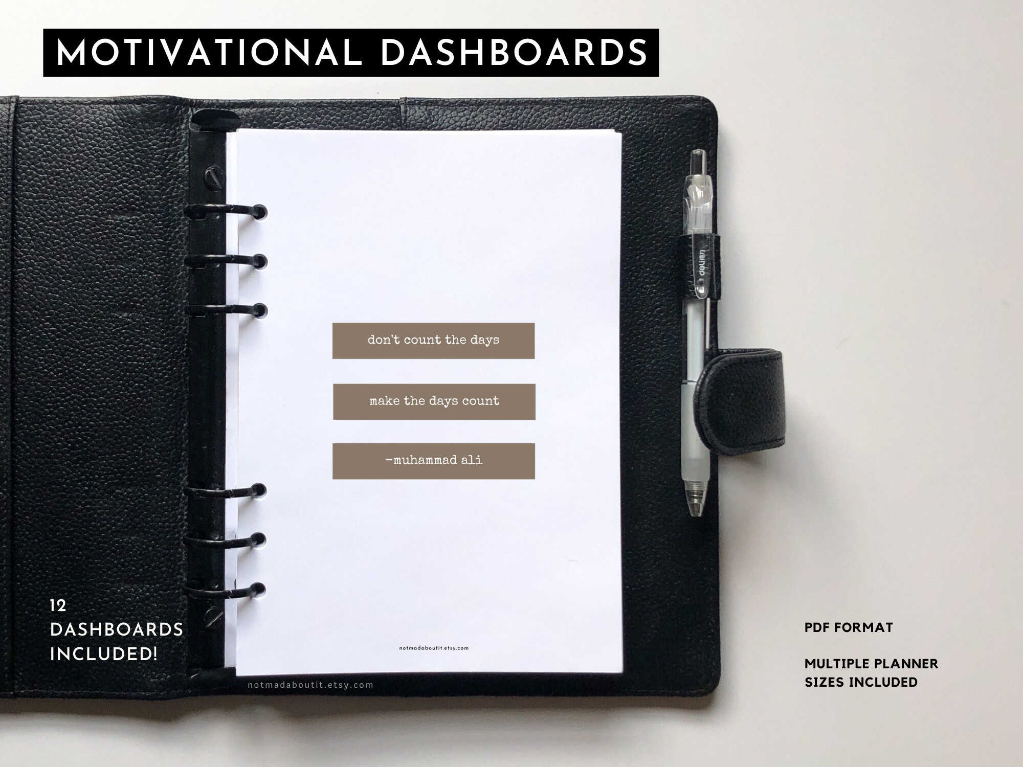 Motivation Planner Layout MOTIVATION PLANNER Dashboards, 2021, Planner Divider, Minimal Planner ...