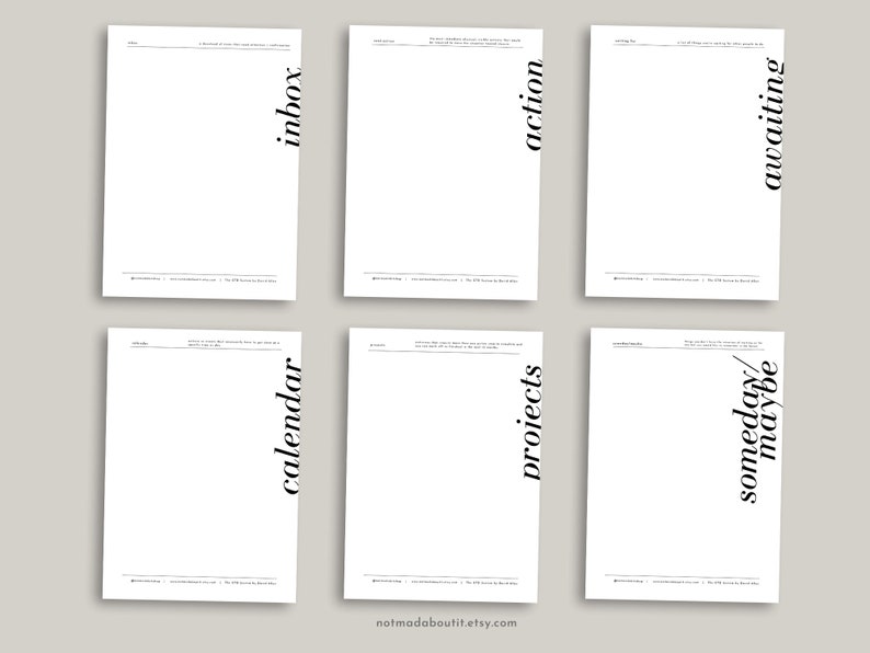 Printable Planner Dashboards GTD CHART Planner Divider Etsy
