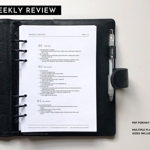Druckbare Planer Dashboards, WEEKLY REVIEW Planer Teiler, minimale Planer Einsätze, Schnitt, Tasche, persönliche, halber Buchstabe, Mini HP, A6