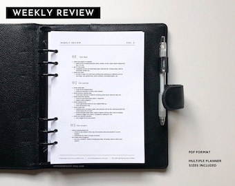 Printable Planner Dashboards, WEEKLY REVIEW Planner divider, Minimal planner inserts, Sectioning, Pocket, Personal, Half Letter, Mini Hp, A6