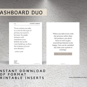 DASHBOARD DUO Dashboards, 2021, Planner divider, Minimal planner inserts, Sectioning, Pocket, Personal, Half Letter, Mini Hp, A6