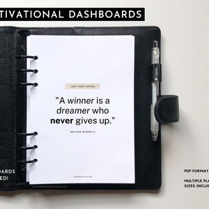 Motivation PLANNER Dashboards, 2021, divisor de planificador, inserciones de planificador mínimo, seccionamiento, bolsillo, personal, media letra, Mini Hp, A6