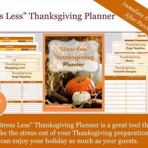 Stress Less Thanksgiving Planner & Organizer, Holiday Planner, Holiday Organizer, Undated Thanksgiving Planner, Holiday Meal Planner