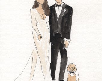 Portret akwarelowy na zamówienie: ręcznie malowana ilustracja rodziny i zwierzaka
