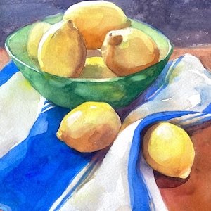 Lemons Watercolor Original Still life Painting