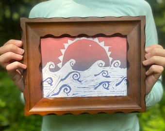 Sunset Original Linocut Print