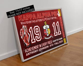 Kappa Alpha Psi Personalized Wall Art, Crimson Cream Brotherhood Crossing Gift