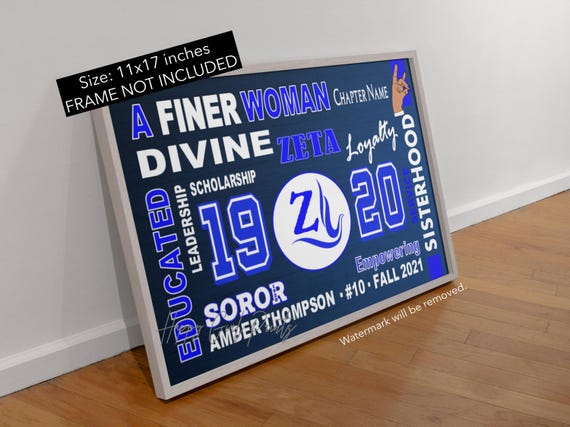 Personalized Line Crossing Zeta Phi Beta Inspired Wall Art. Finer Woman, 1920