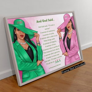 AKA Art Print | "And God Said" or "Created" Poem | Alpha Kappa Alpha Sorority Inspired | AKA Sisterhood Wall Art | 1908 | AKA Sorority Gifts