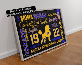 Sigma Gamma Rho Inspired Wall Art Personalized - Crossing Gift, SGR Decor, Pretty Poodle, 1922 SGRho Paraphernalia, Sigma Woman. Print Only!