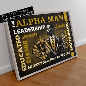Personalized Alpha Man Wall Art | Alpha Line Crossing | Brotherhood Gifts | Man Cave | Alpha Man Graduation Gifts. Black and Gold