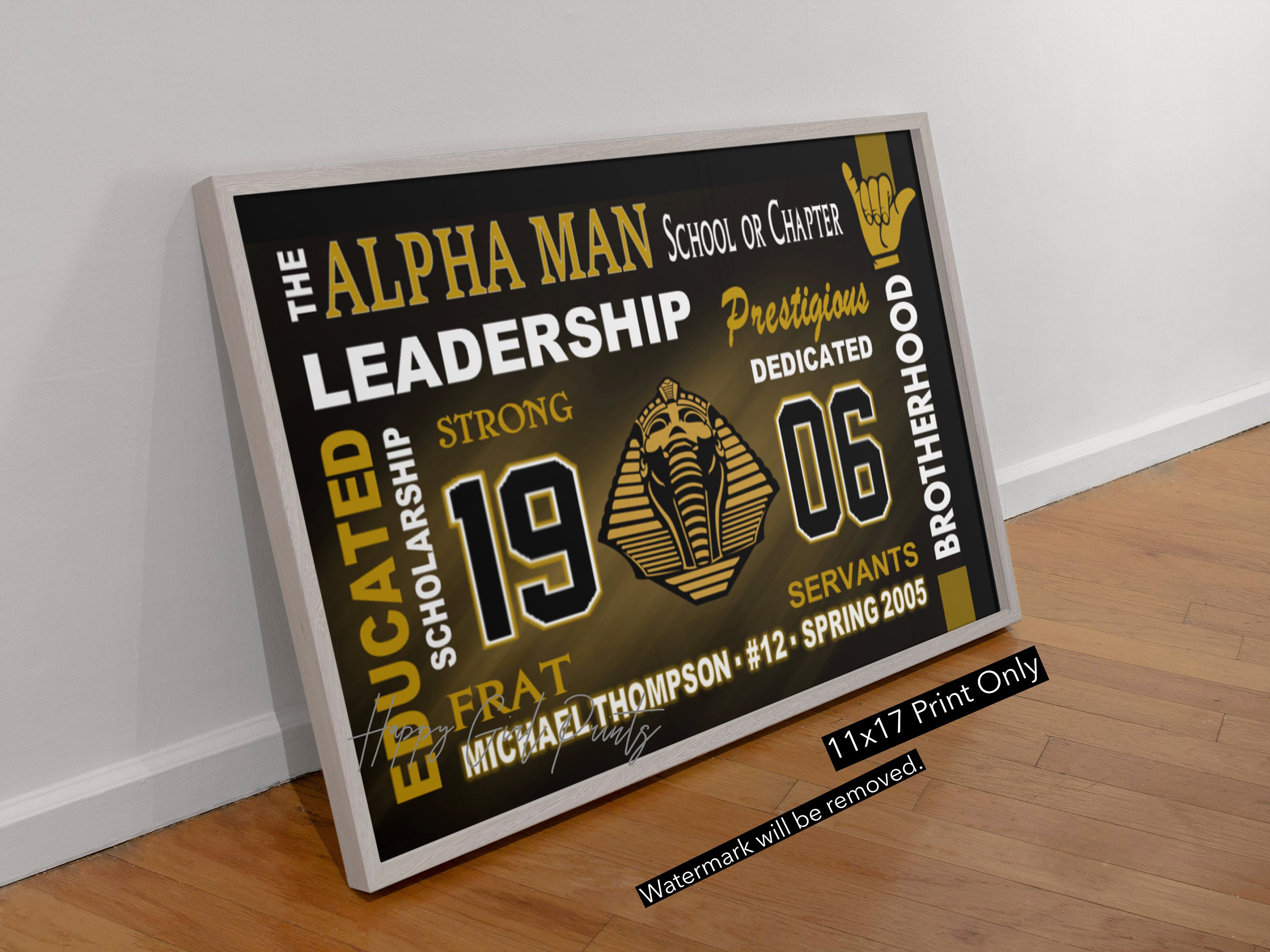 Personalisierte Wandkunst im Alpha Phi Alpha-Stil | Grenzüberschreitung | 1906 | Geschenke für Studentenverbindungen | Männerhöhle | Abschlussgeschenke von Alpha Man.
