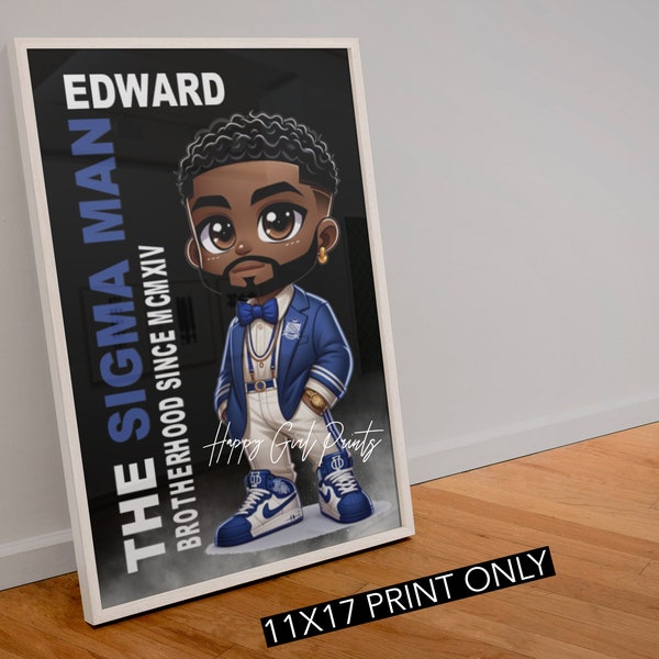 Personalized Hip-hop Sigma Man Wall Art, Sigma Bleed Blue Inspired Wall Art, Brotherhood, 1914 Customized Print, Home Decor, Unique Art,