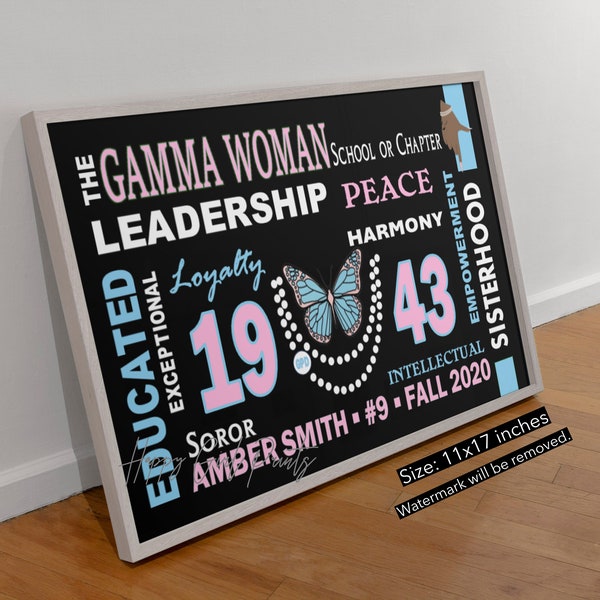 Personalized Gamma Phi Woman Wall Art Gamma Phi Delta Inspired Gift, Probate, Line Crossing, Rush, Initiation, Bid Day Gift, Keepsake