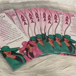 Set of 12 Alpha Kappa Alpha AKA Inspired 3.75x8.75 in. cards, wide and sturdy. Great for souvenirs, gifts, keepsakes, bookmarks etc.