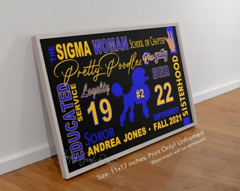 Sigma Gamma Rho Inspired Wall Art Personalized - Crossing Gift, SGR Decor, Pretty Poodle, 1922 SGRho Paraphernalia, Sigma Woman. Print Only!