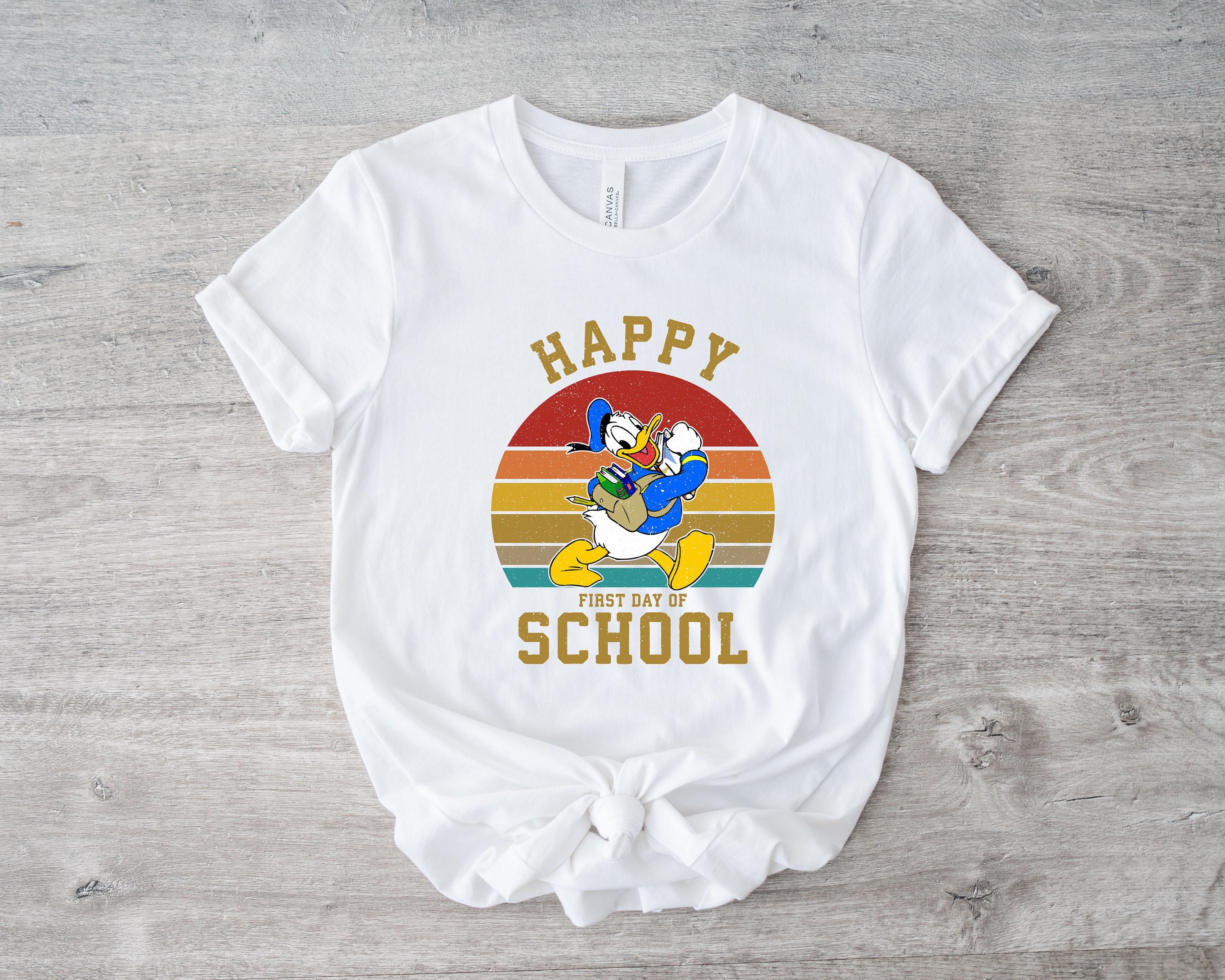 Happy First Day Of School Shirt Donald Duck Shirt Back To School Shirt Teacher Disney Shirt Elementary School Shirt Pre-k Shirt Plus Size Up To 5xl