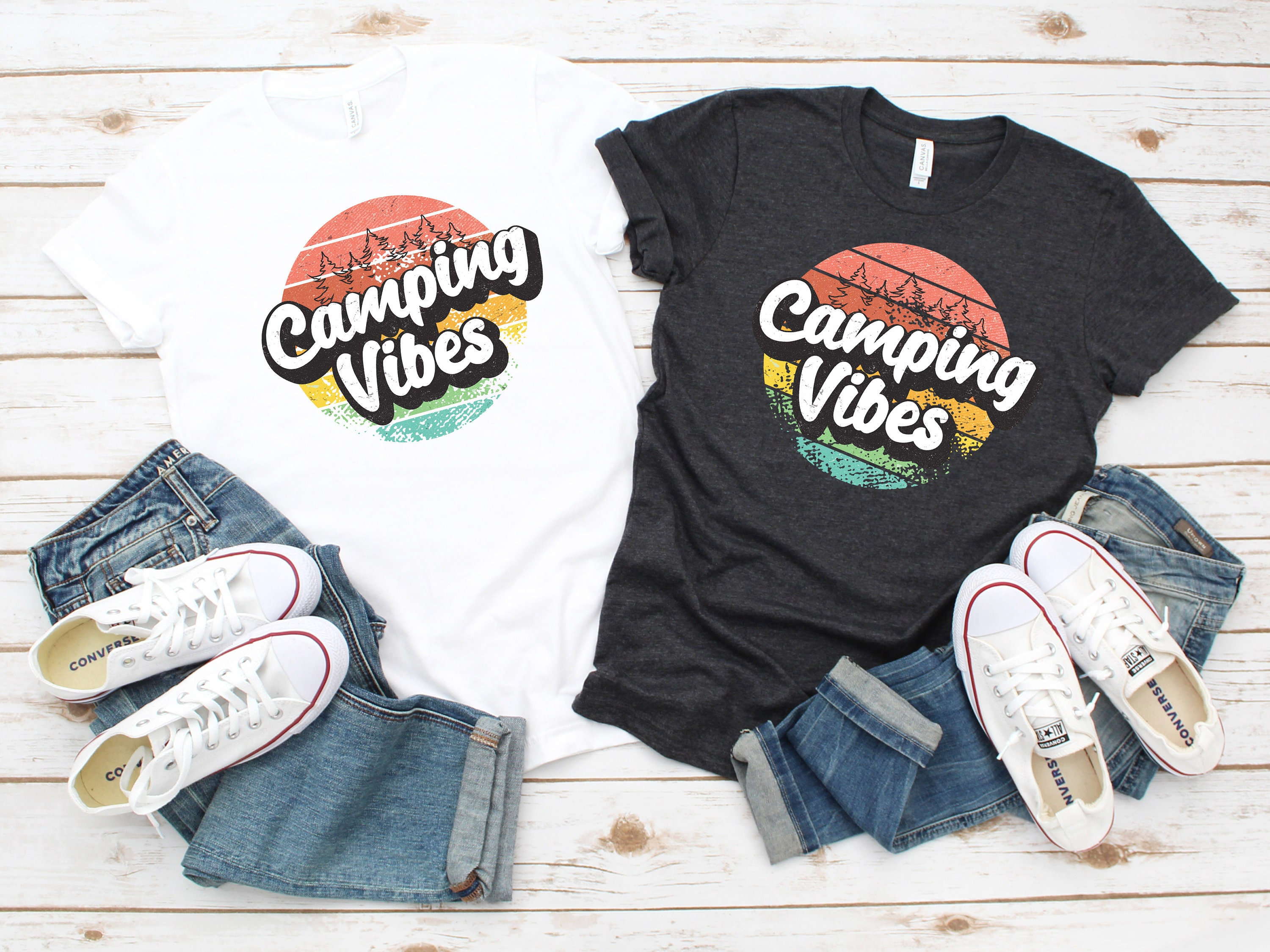 Camping Vibes Shirt Camping Shirt Camper Shirt Vacation Shirt Holiday Shirt Outdoors Shirt Nature Shirt Hiking Shirt Full Size Up To 5xl