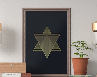 Digital Download – Sacred Geometry Wall Art | Modern Merkaba Star Printable | Minimalist Dark Home Decor by Reclaimed Heritage
