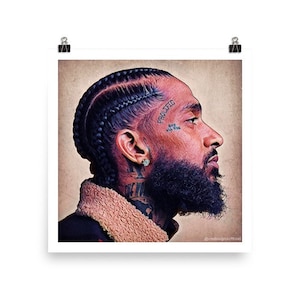 Nipsey Hussle - Artwork Illustratie Print (Formaat: 8 " x 8 ") - Marathon Kleding Tupac TMC All Money In - Art Painting Canvas Poster Photo